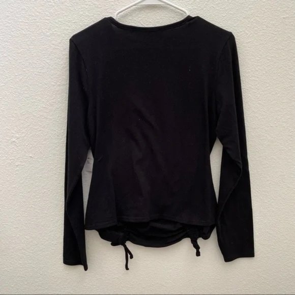 NWT Derek Heart Juniors' Doubled Sided Drawstring Long Sleeve Top Black $30 B85 - Picture 2 of 2